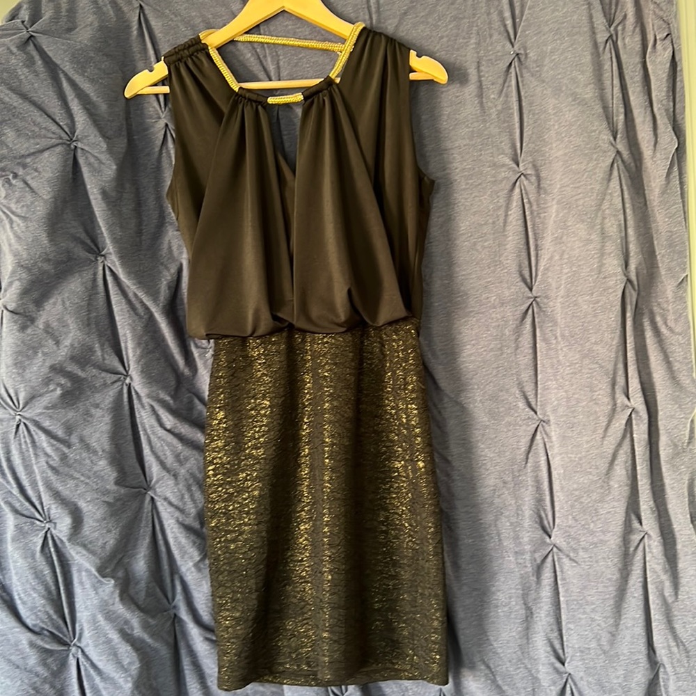 Backless Black and Gold Party/New Years Eve Dress